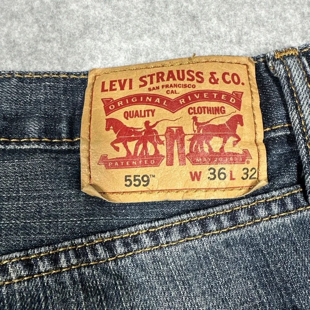 Levi's 559 Baggy Loose Relaxed Fit Jeans Men's 36x32 Dark Wash Cotton